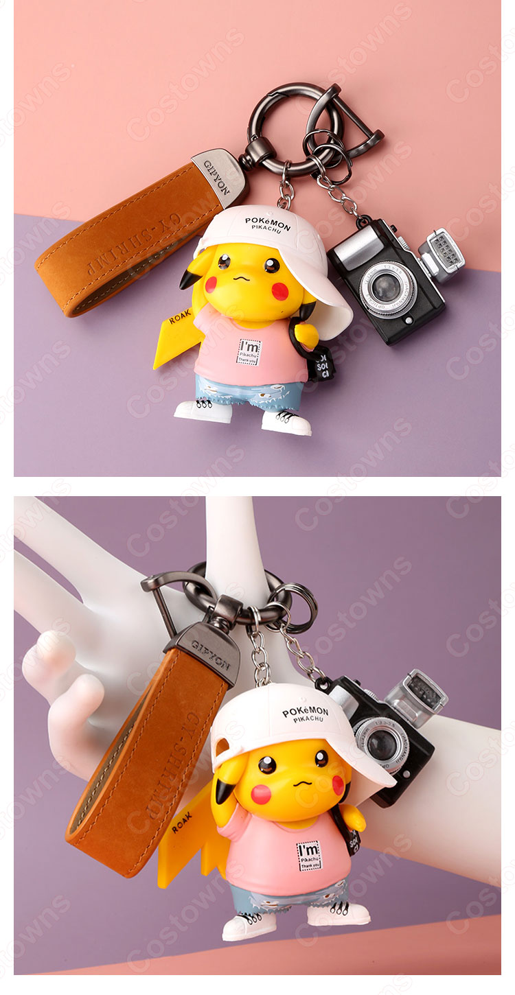 ピカチュウ キーチェーン 人形 バックパックペンダントカーキーホルダー屋内ペンダントポケットモンスター かわいい漫画アニメーションクリエイティブギフト-14