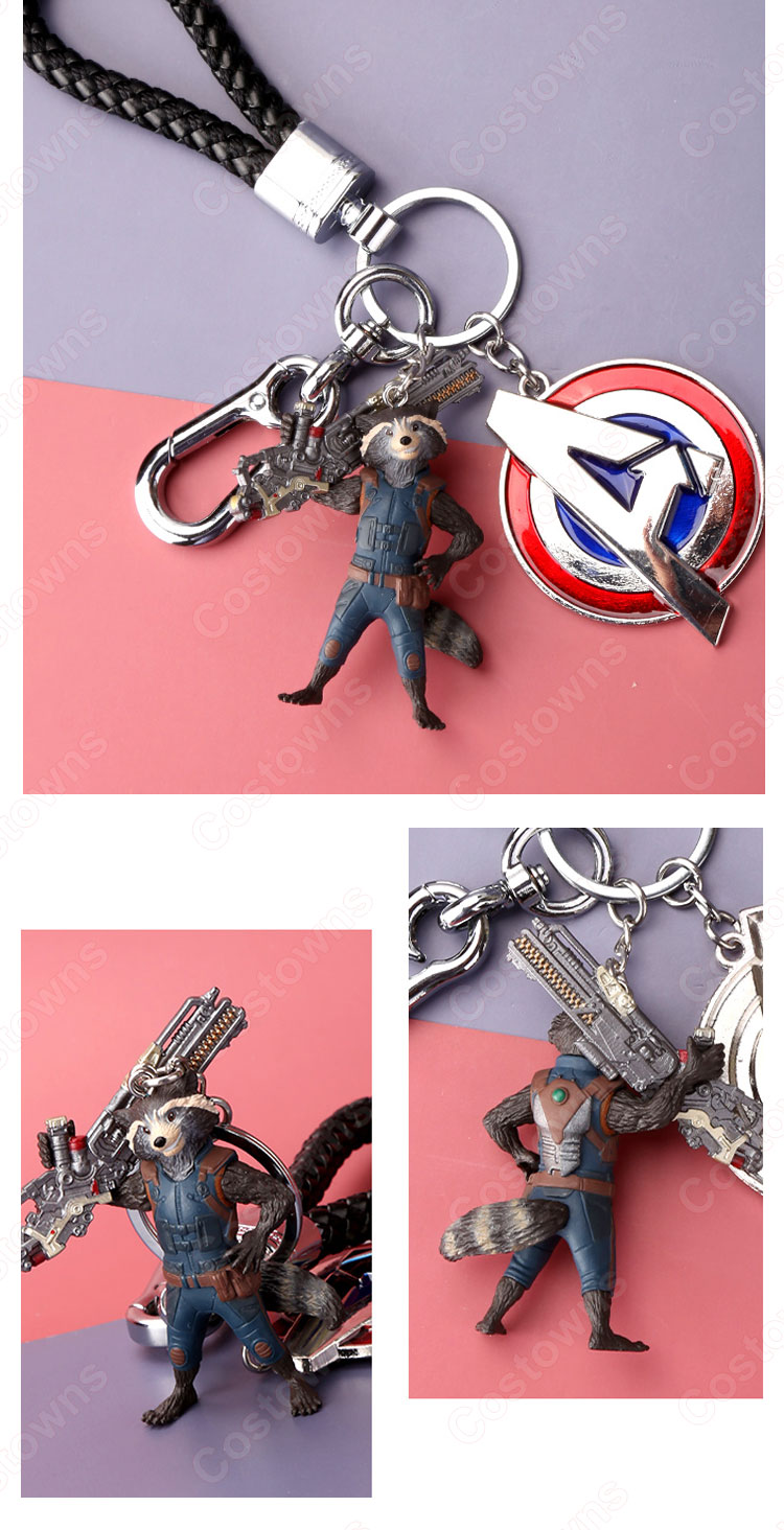 ガーディアンズ・オブ・ギャラクシー キーチェーン 人形 バックパックペンダントカーキーホルダー屋内ペンダントグルート ロケット・ラクーン かわいい漫画アニメーションクリエイティブギフト-4