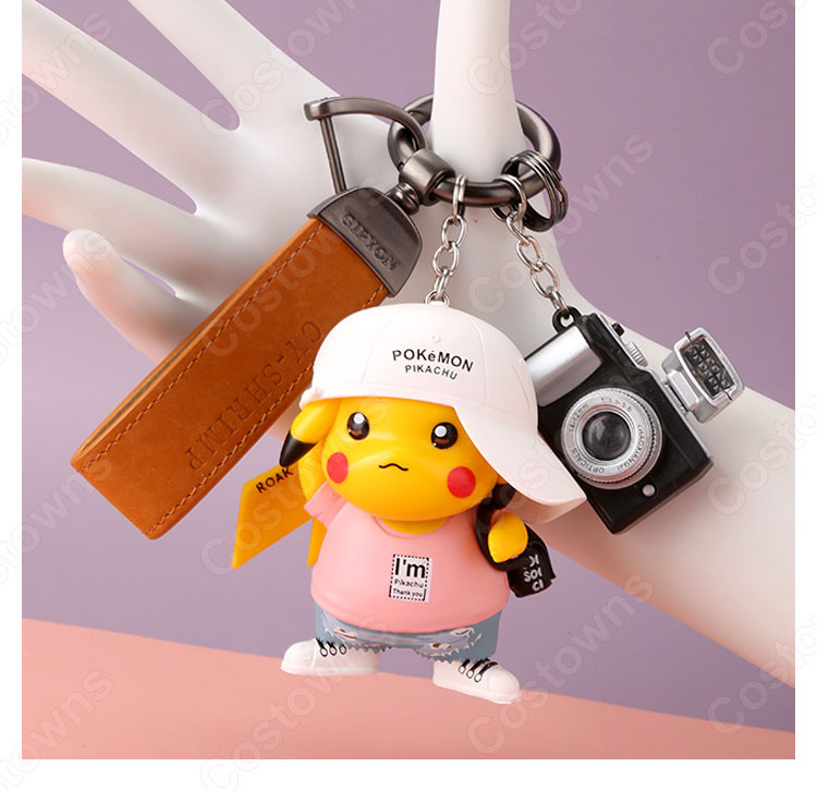 ピカチュウ キーチェーン 人形 バックパックペンダントカーキーホルダー屋内ペンダントポケットモンスター かわいい漫画アニメーションクリエイティブギフト-13
