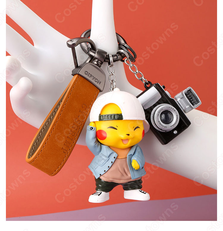 ピカチュウ キーチェーン 人形 バックパックペンダントカーキーホルダー屋内ペンダントポケットモンスター かわいい漫画アニメーションクリエイティブギフト-3