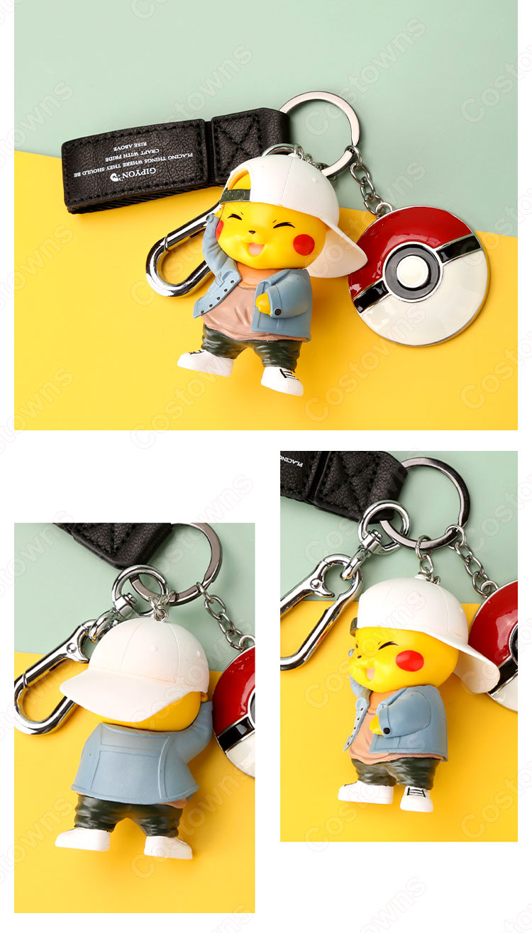 ピカチュウ キーチェーン 人形 バックパックペンダントカーキーホルダー屋内ペンダントポケットモンスター かわいい漫画アニメーションクリエイティブギフト-12