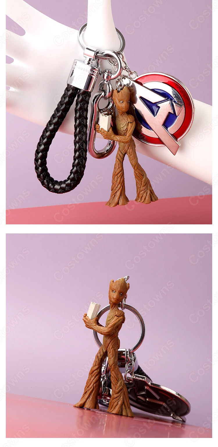 ガーディアンズ・オブ・ギャラクシー キーチェーン 人形 バックパックペンダントカーキーホルダー屋内ペンダントグルート ロケット・ラクーン かわいい漫画アニメーションクリエイティブギフト-5