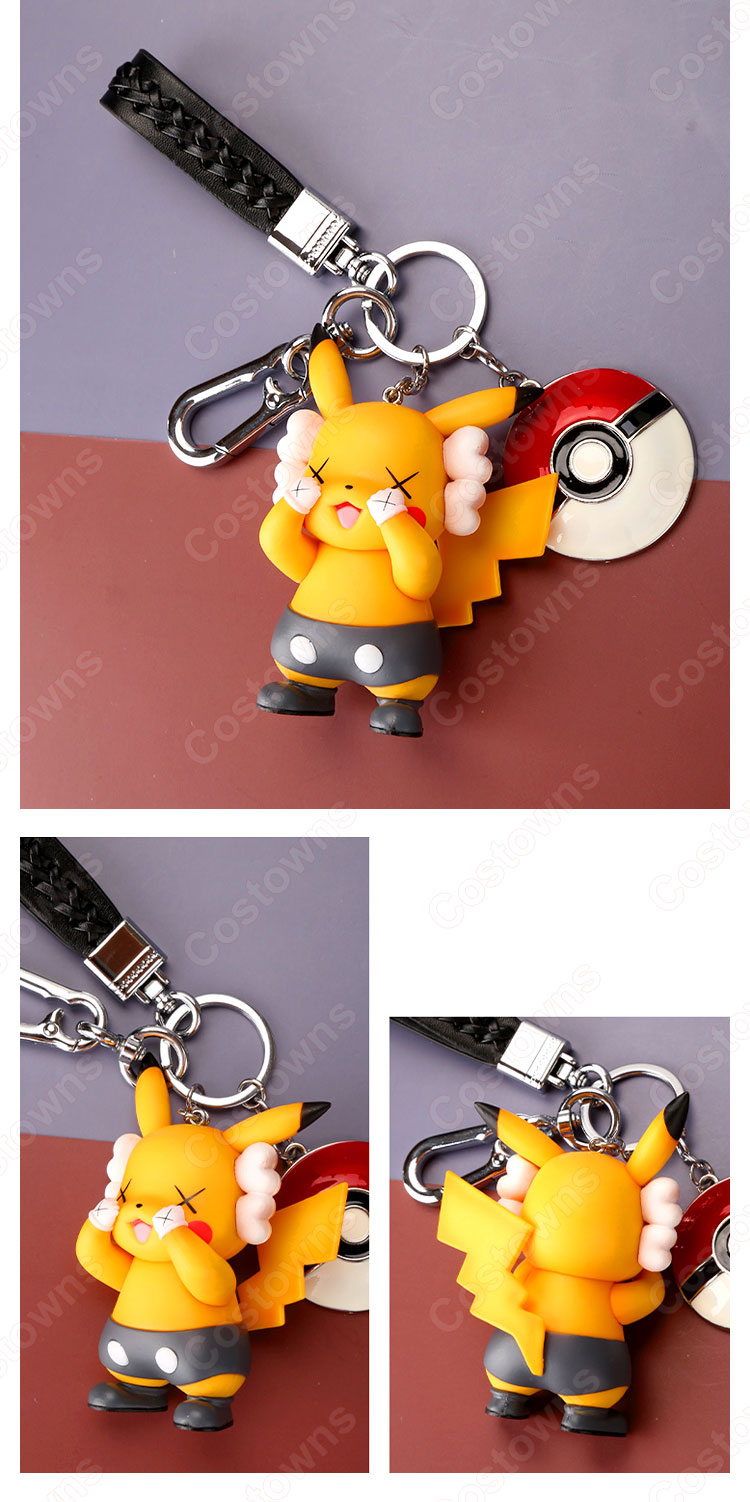 ピカチュウ キーチェーン 人形 バックパックペンダントカーキーホルダー屋内ペンダントポケットモンスター かわいい漫画アニメーションクリエイティブギフト-9