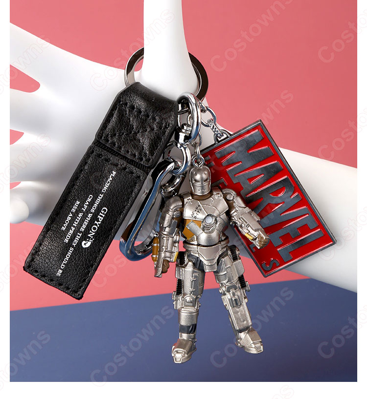 アイアンマン マーク1 キーチェーン 人形 バックパックペンダントカーキーホルダー屋内ペンダントアベンジャーズ かわいい漫画アニメーションクリエイティブギフト-5