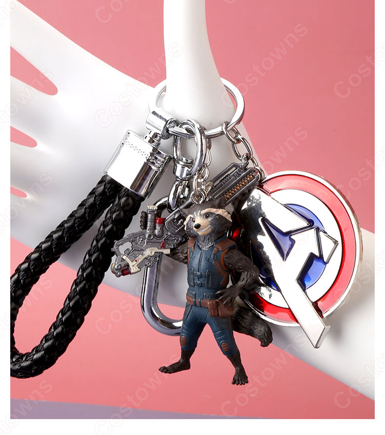 ガーディアンズ・オブ・ギャラクシー キーチェーン 人形 バックパックペンダントカーキーホルダー屋内ペンダントグルート ロケット・ラクーン かわいい漫画アニメーションクリエイティブギフト-3