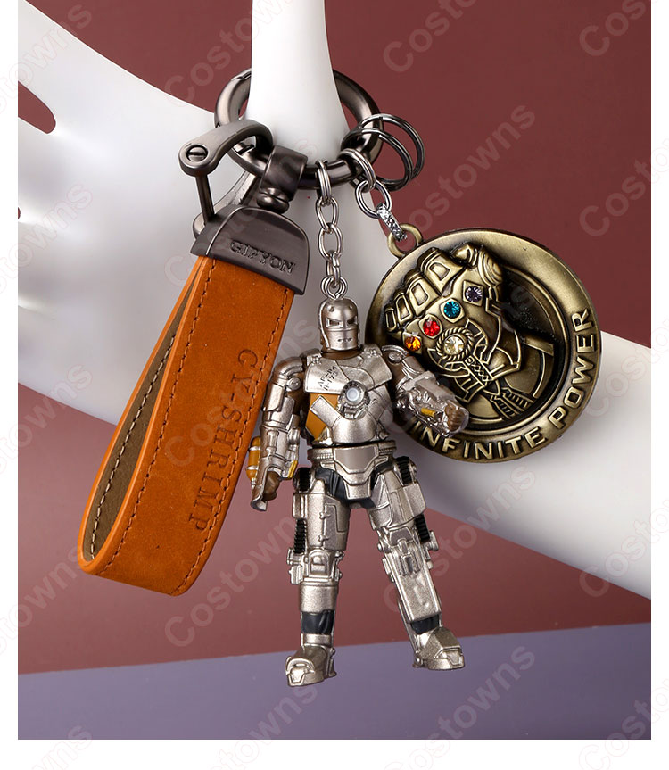 アイアンマン マーク1 キーチェーン 人形 バックパックペンダントカーキーホルダー屋内ペンダントアベンジャーズ かわいい漫画アニメーションクリエイティブギフト-3