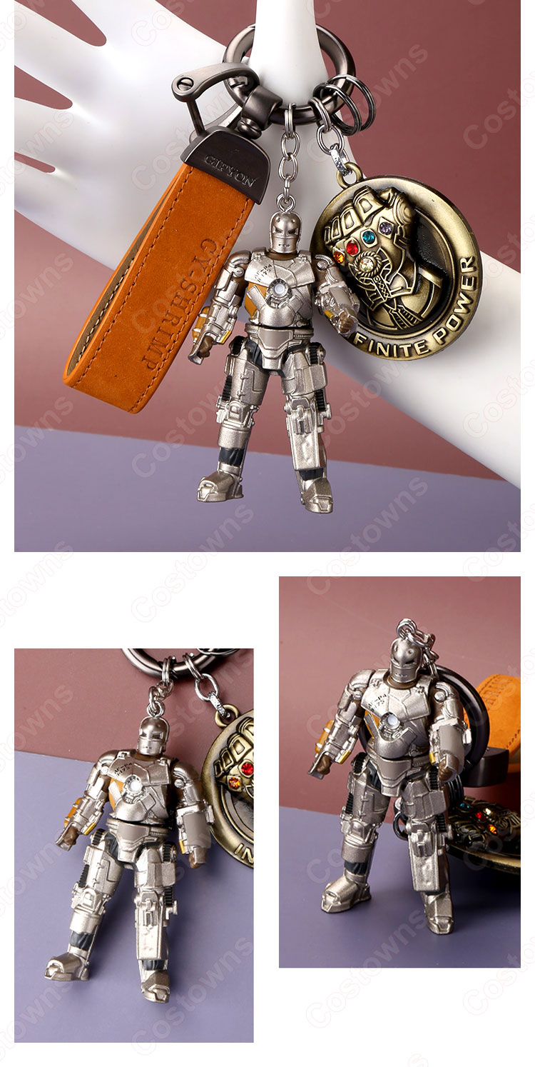 アイアンマン マーク1 キーチェーン 人形 バックパックペンダントカーキーホルダー屋内ペンダントアベンジャーズ かわいい漫画アニメーションクリエイティブギフト-4