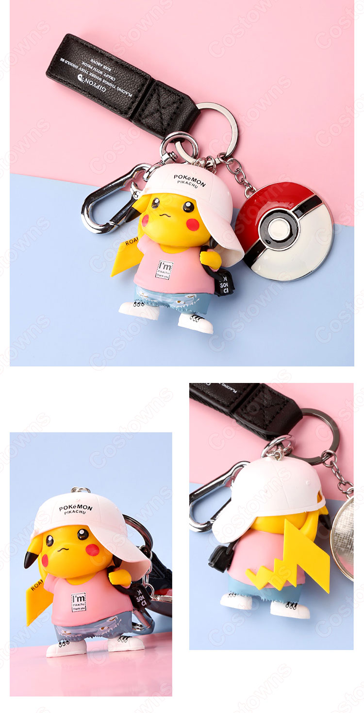 ピカチュウ キーチェーン 人形 バックパックペンダントカーキーホルダー屋内ペンダントポケットモンスター かわいい漫画アニメーションクリエイティブギフト-6