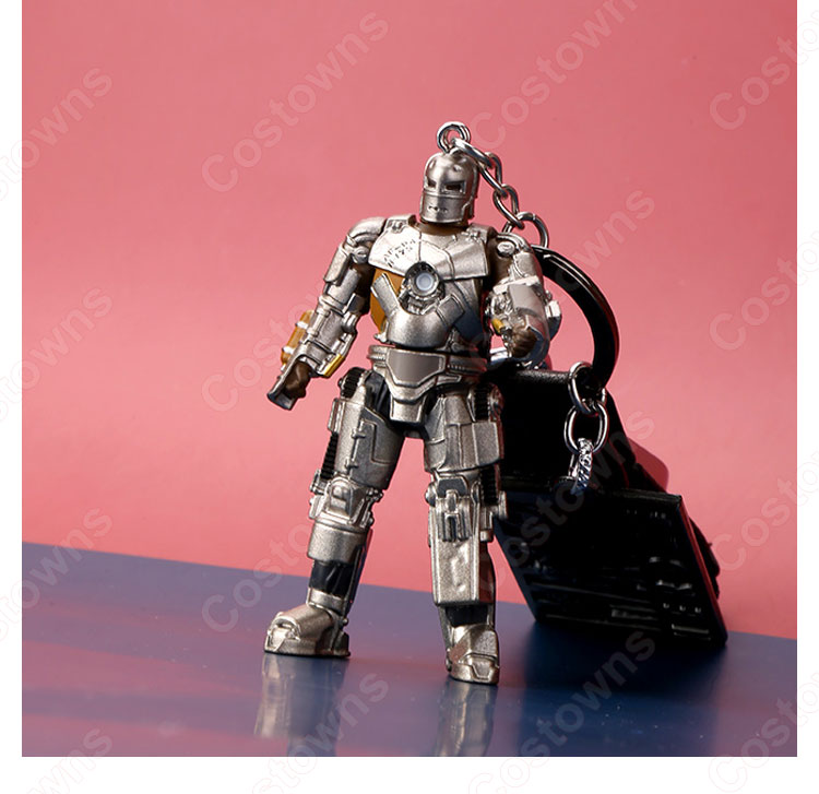 アイアンマン マーク1 キーチェーン 人形 バックパックペンダントカーキーホルダー屋内ペンダントアベンジャーズ かわいい漫画アニメーションクリエイティブギフト-6
