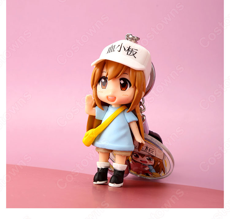 はたらく細胞 キーチェーン 人形 バックパックペンダントカーキーホルダー屋内ペンダント血小板(けっしょうばん) かわいい漫画アニメーションクリエイティブギフト-5