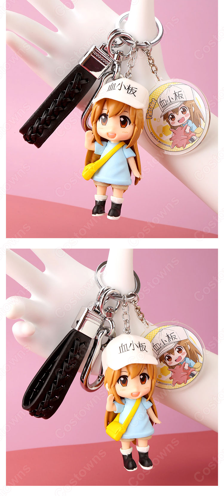はたらく細胞 キーチェーン 人形 バックパックペンダントカーキーホルダー屋内ペンダント血小板(けっしょうばん) かわいい漫画アニメーションクリエイティブギフト-4
