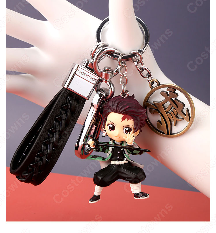 鬼滅の刃 キーチェーン 人形 バックパックペンダントカーキーホルダー屋内ペンダント竈門 炭治郎(かまどたんじろう) かわいい漫画アニメーションクリエイティブギフト-2