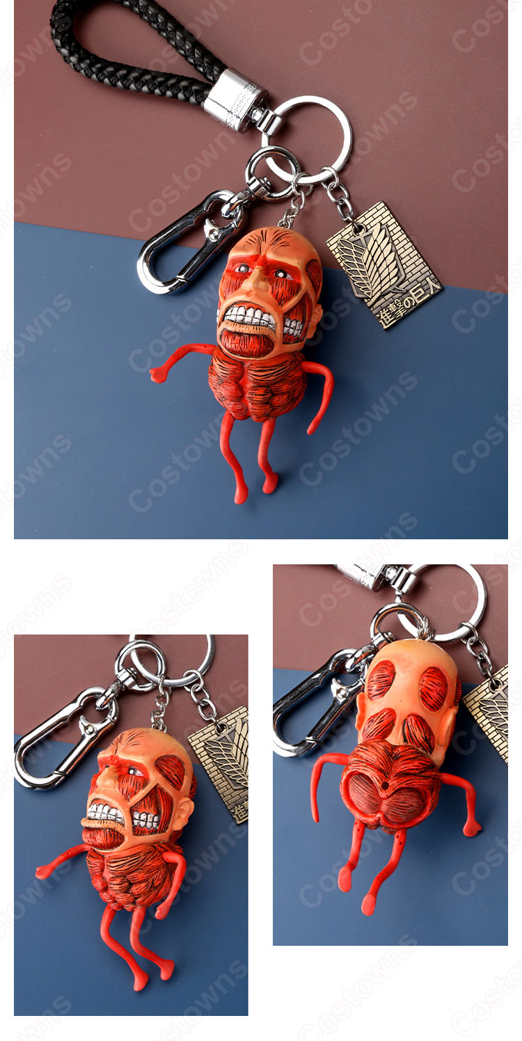 進撃の巨人 キーチェーン 人形 バックパックペンダントカーキーホルダー屋内ペンダント かわいい漫画アニメーションクリエイティブギフト-3