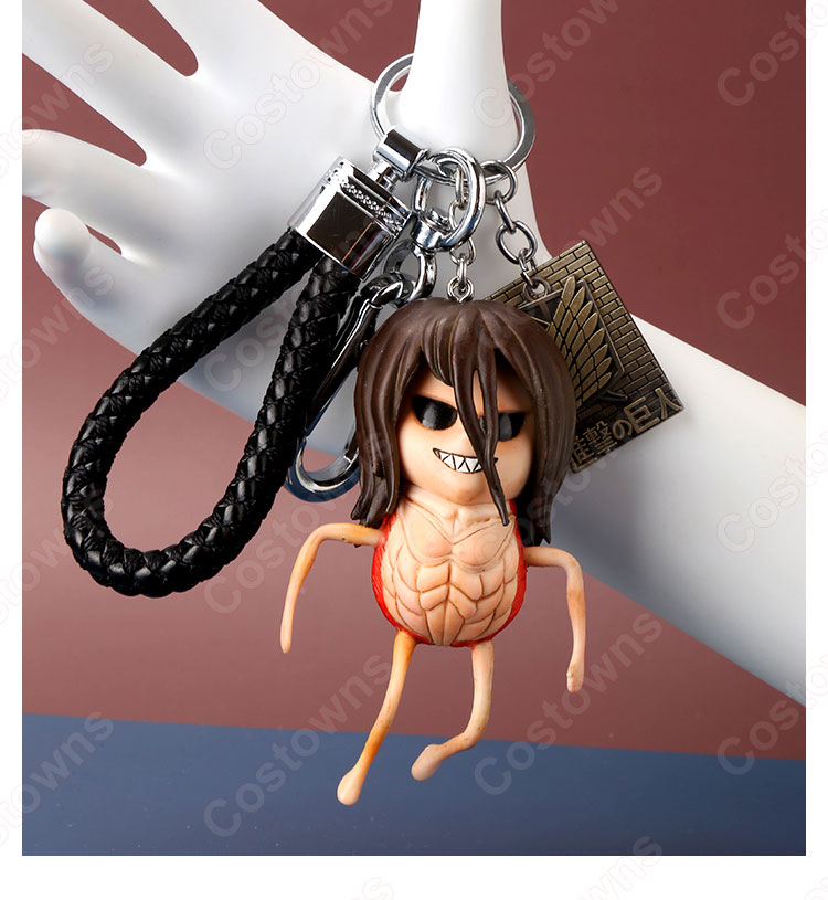 進撃の巨人 キーチェーン 人形 バックパックペンダントカーキーホルダー屋内ペンダント かわいい漫画アニメーションクリエイティブギフト-6