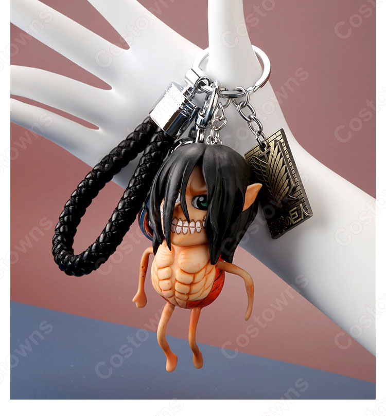 進撃の巨人 キーチェーン 人形 バックパックペンダントカーキーホルダー屋内ペンダント かわいい漫画アニメーションクリエイティブギフト-8