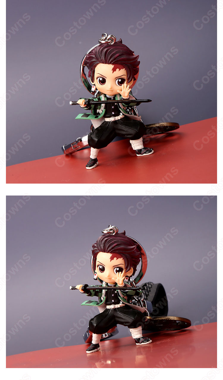 鬼滅の刃 キーチェーン 人形 バックパックペンダントカーキーホルダー屋内ペンダント竈門 炭治郎(かまどたんじろう) かわいい漫画アニメーションクリエイティブギフト-4