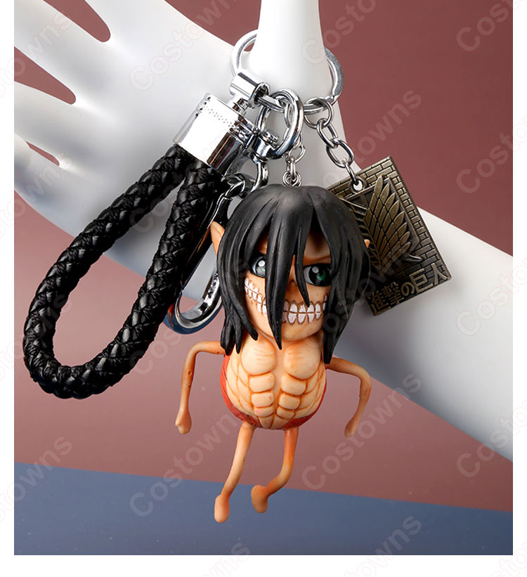 進撃の巨人 キーチェーン 人形 バックパックペンダントカーキーホルダー屋内ペンダント かわいい漫画アニメーションクリエイティブギフト-9