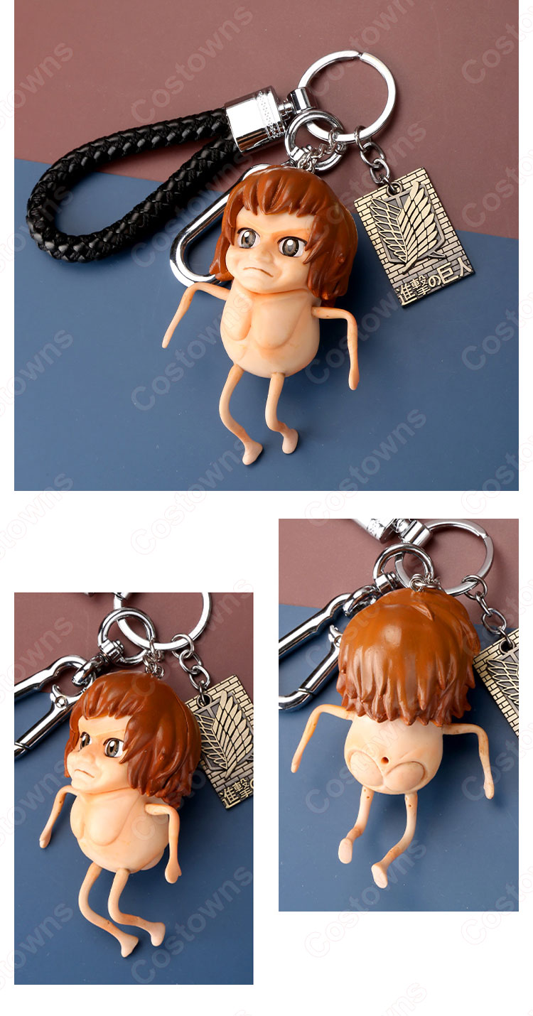 進撃の巨人 キーチェーン 人形 バックパックペンダントカーキーホルダー屋内ペンダント かわいい漫画アニメーションクリエイティブギフト-16