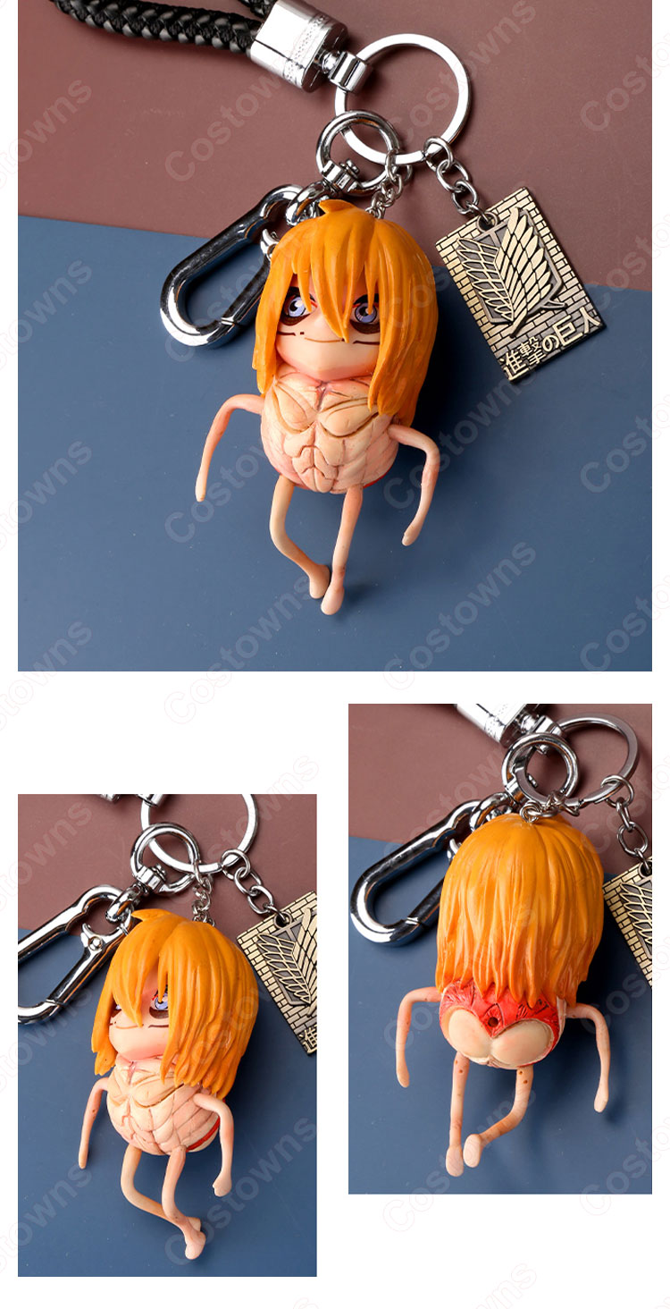 進撃の巨人 キーチェーン 人形 バックパックペンダントカーキーホルダー屋内ペンダント かわいい漫画アニメーションクリエイティブギフト-5