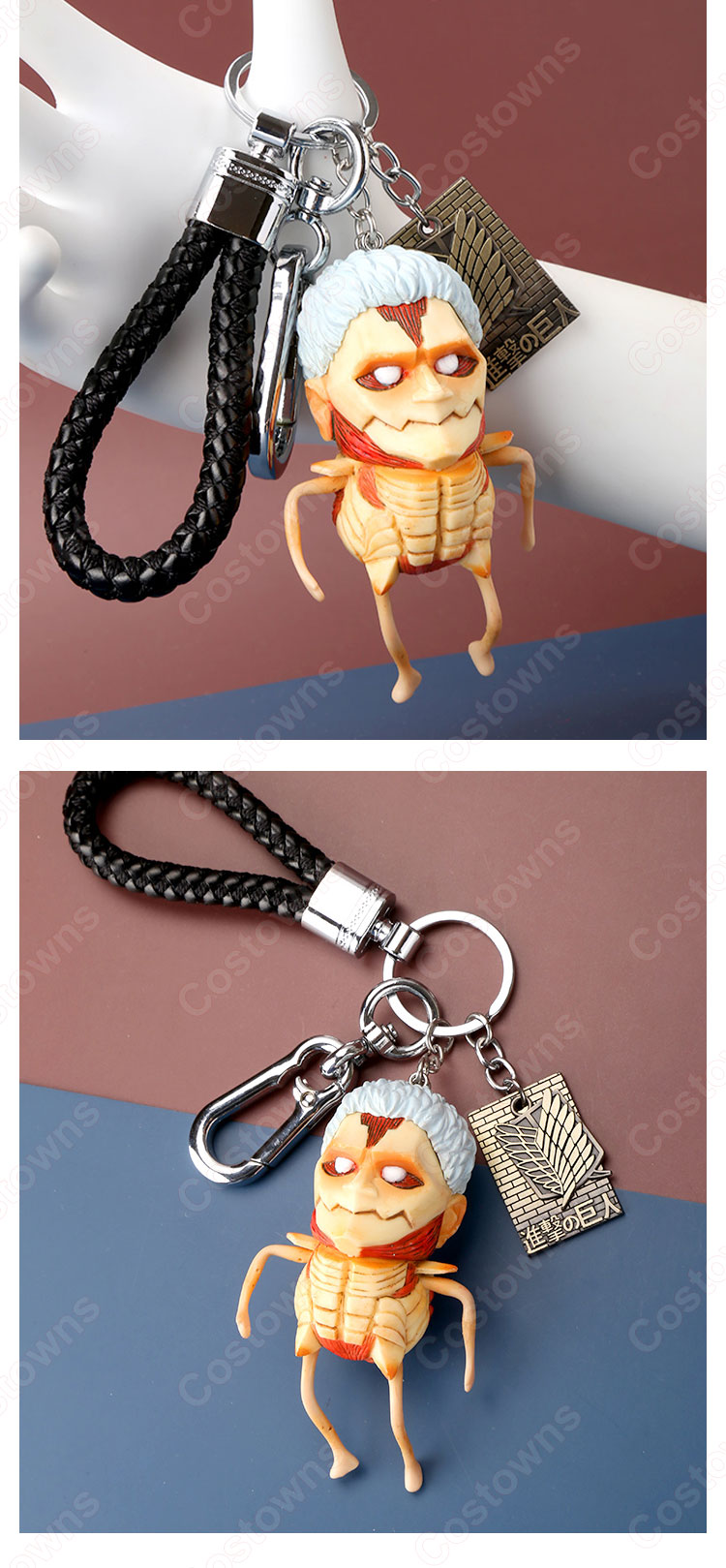 進撃の巨人 キーチェーン 人形 バックパックペンダントカーキーホルダー屋内ペンダント かわいい漫画アニメーションクリエイティブギフト-12