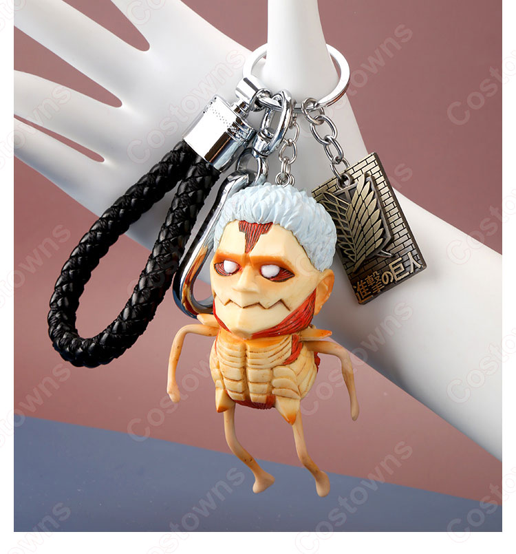 進撃の巨人 キーチェーン 人形 バックパックペンダントカーキーホルダー屋内ペンダント かわいい漫画アニメーションクリエイティブギフト-11
