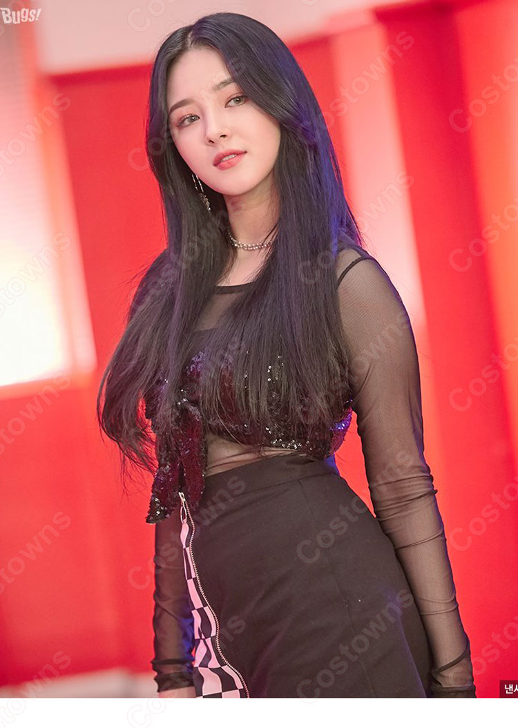 MOMOLAND(モモランド) ナンシー(Nancy)  ジャズダンス衣装 「Show Me」 MVダンス服 ブラック 韓国 アイドルスタイル ジャズ団体服 可愛い 人気 コスプレ ダンス服 演出服-3