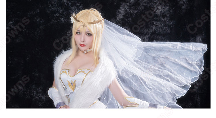 Fate FGO アルトリア・ペンドラゴン 花嫁 ドレス コスプレ衣装 『Fate/Grand Order』(フェイト・グランドオーダー) アーサー王 白スカート cosplay 仮装 変装-3
