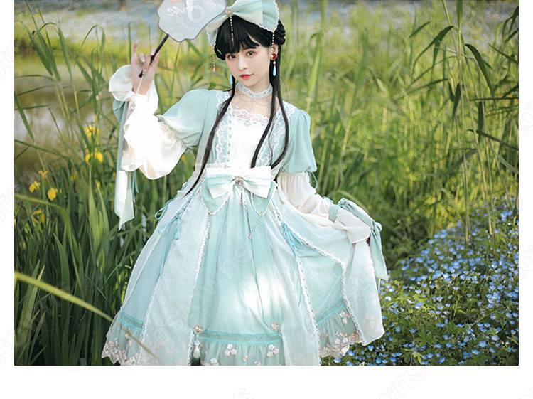 ロリータ ワンピース 漢服 コスプレ衣装 中華ロリータ チャイナ風スカート 学園祭 文化祭 日常着-2