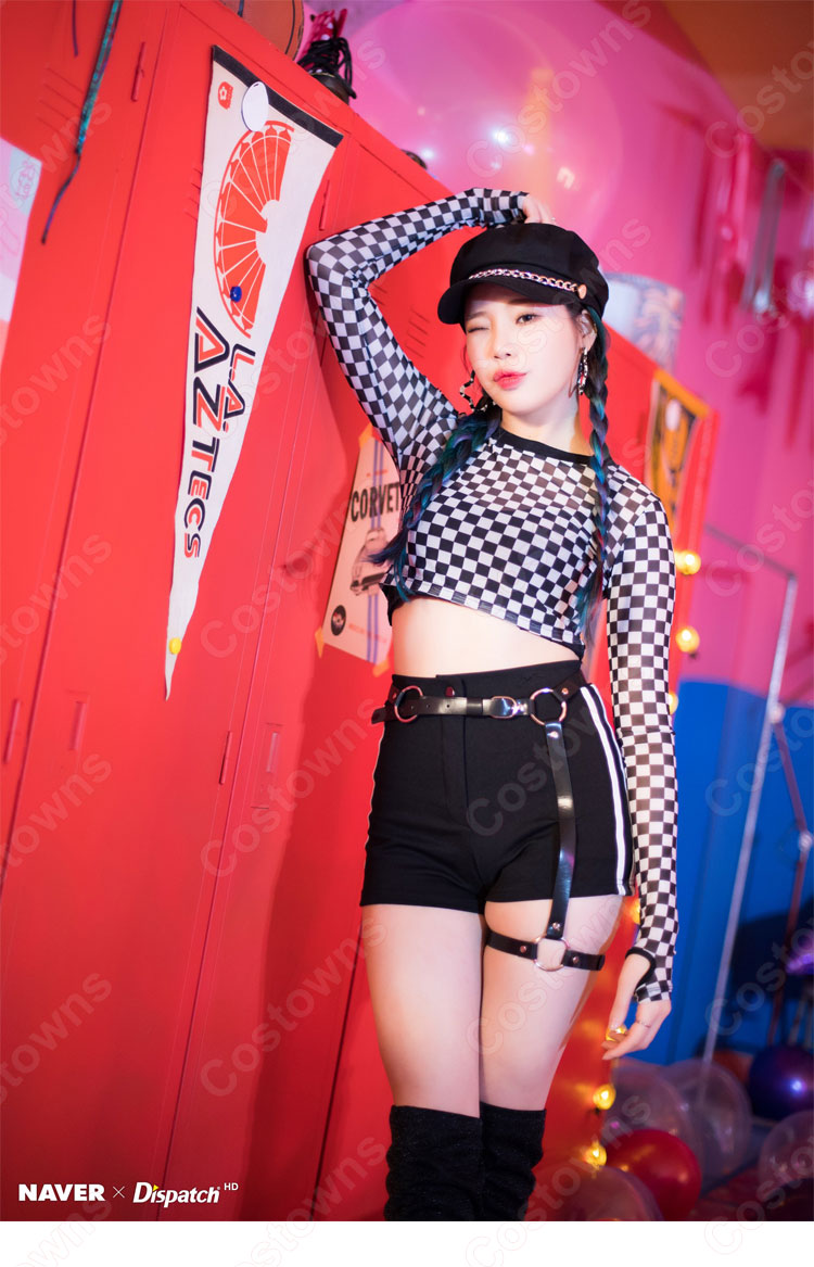ジュイ (JooE) ジャズダンス衣装 「Show Me」 MVダンス服 MOMOLAND(モモランド) コスプレ衣装 韓国 アイドルスタイル ダンス服 トップス 短めパンツ 上下セット-3