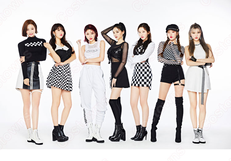 ジェイン(Jane) ジャズダンス衣装 「Show Me」 MVダンス服 MOMOLAND(モモランド) コスプレ衣装 韓国 アイドルスタイル ダンス服 へそ出し トップス スカート 上下セット-1