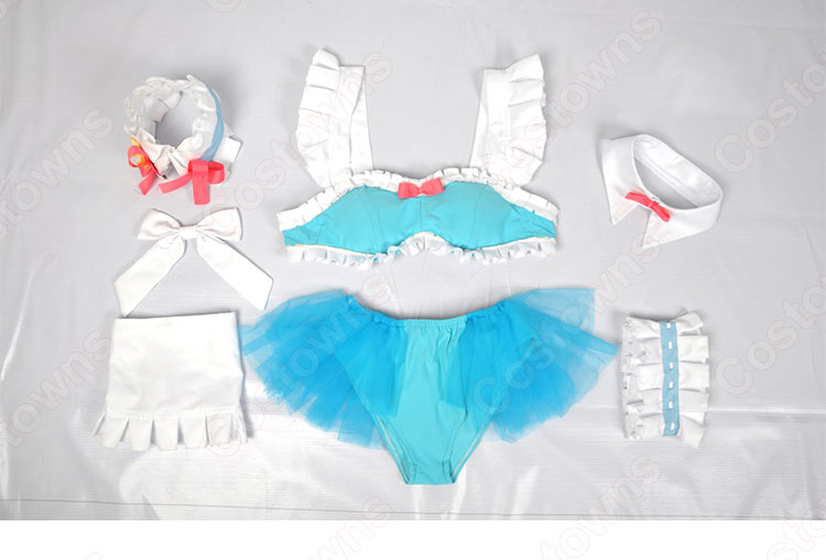 レム(リゼロ) 水着 ビキニ コスプレ衣装 『Re:ゼロから始める異世界生活（りぜろからはじめるいせかいせいかつ）』の登場人物の仮装 コスチューム-10