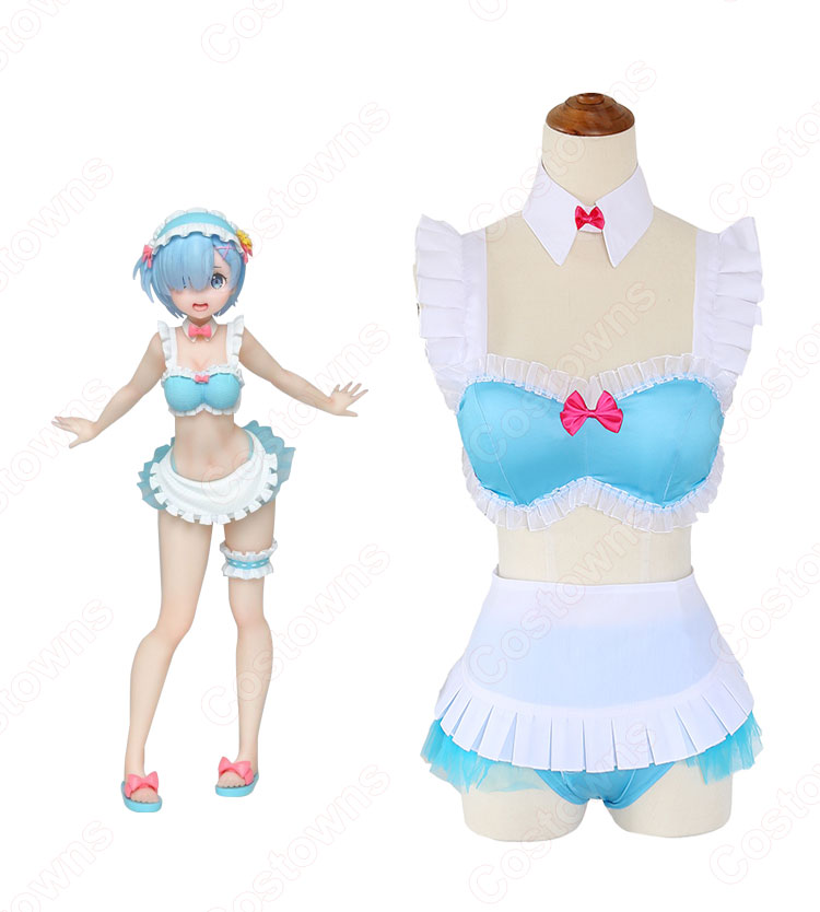 レム(リゼロ) 水着 ビキニ コスプレ衣装 『Re:ゼロから始める異世界生活（りぜろからはじめるいせかいせいかつ）』の登場人物の仮装 コスチューム-6