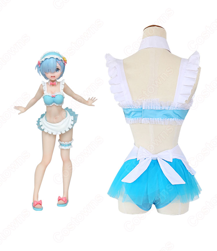 レム(リゼロ) 水着 ビキニ コスプレ衣装 『Re:ゼロから始める異世界生活（りぜろからはじめるいせかいせいかつ）』の登場人物の仮装 コスチューム-7