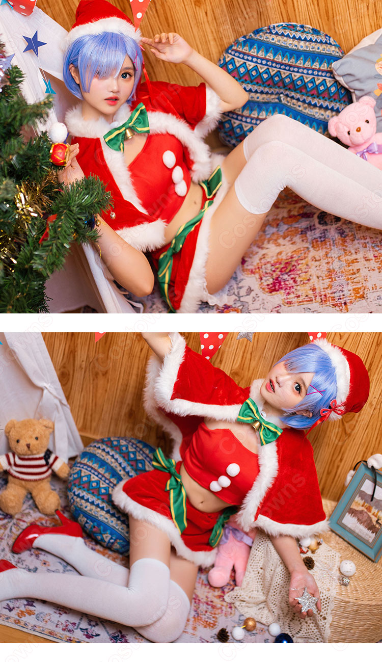 ラム レム(リゼロ) クリスマス ドレス コスプレ衣装『Re:ゼロから始める異世界生活(りぜろからはじめるいせかいせいかつ)』の登場人物の仮装 コスチューム-3