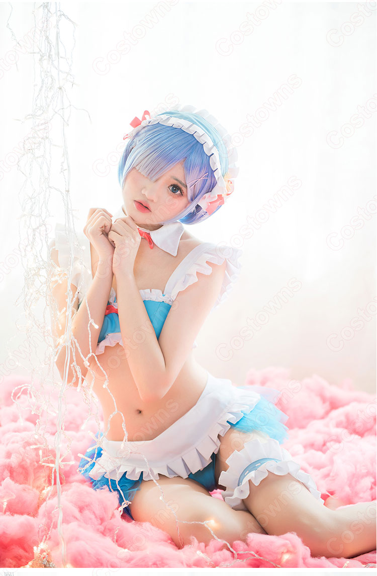レム(リゼロ) 水着 ビキニ コスプレ衣装 『Re:ゼロから始める異世界生活（りぜろからはじめるいせかいせいかつ）』の登場人物の仮装 コスチューム-3