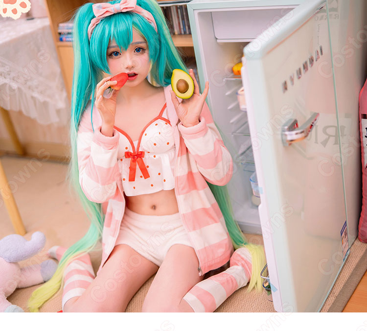 初音ミク(はつね ミク、Hatsune Miku) パジャマ コスプレ衣装 可愛い 日常着 cosplay 仮装 変装-3