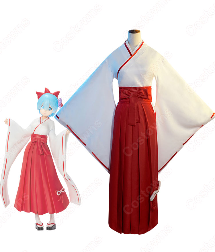リゼロ ラム レム 巫女服コスプレ衣装『Re:ゼロから始める異世界生活』 巫女衣装 cosplay 仮装 変装-5