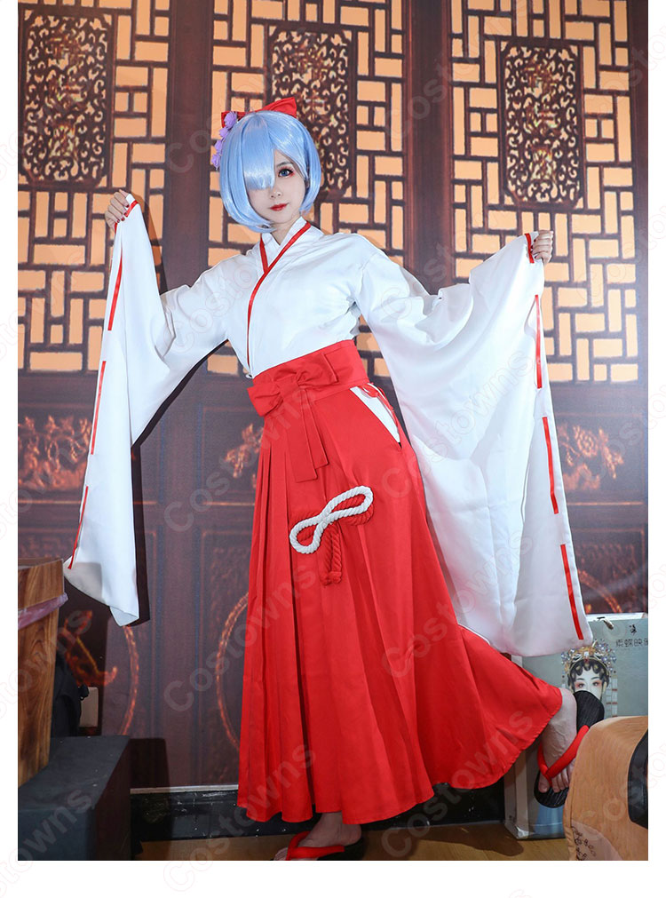 リゼロ ラム レム 巫女服コスプレ衣装『Re:ゼロから始める異世界生活』 巫女衣装 cosplay 仮装 変装-3