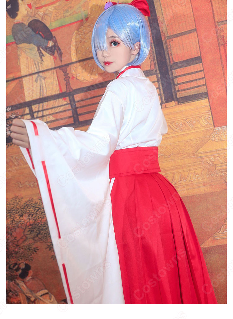 リゼロ ラム レム 巫女服コスプレ衣装『Re:ゼロから始める異世界生活』 巫女衣装 cosplay 仮装 変装-4