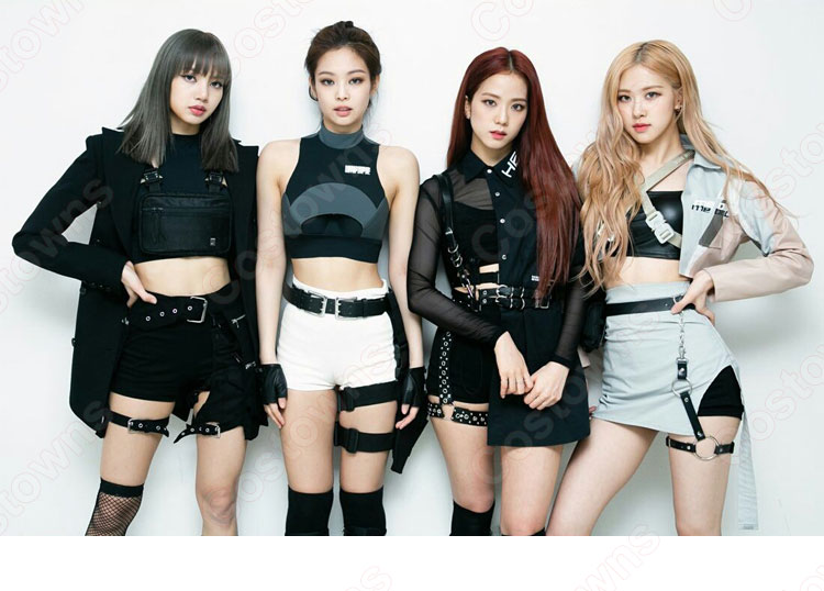 JENNIE(ジェニー) ジャズダンス衣装 『kill this love』MVダンス服 仮装 BLACKPINK 韓国 アイドルスタイル 社交ダンス 団体服 韓流グッズ 可愛い セクシーな ステージ衣装 へそ出し トップス 半ズボン 日常着-1