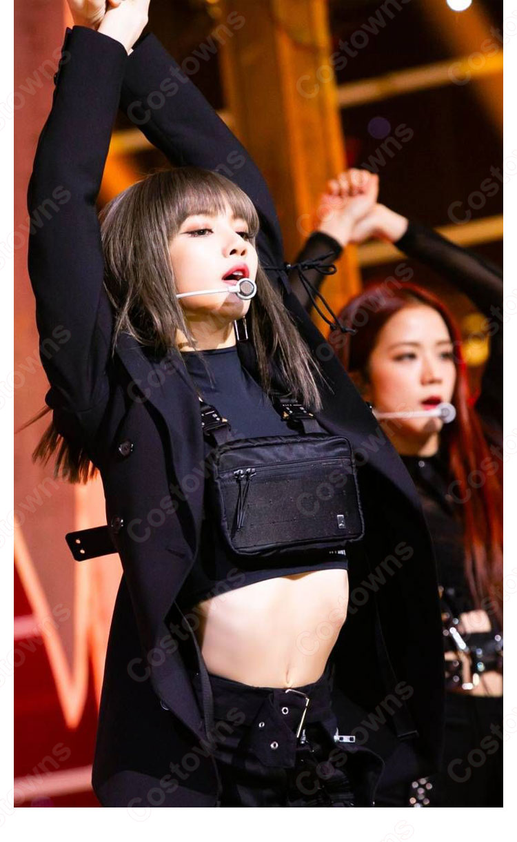 LISA(リサ) ジャズダンス衣装 『kill this love』MVダンス服 仮装 BLACKPINK 韓国 アイドルスタイル ジャズ団体服 人気 ステージ衣装 かっこいい 韓流グッズ イベント 演出服-4