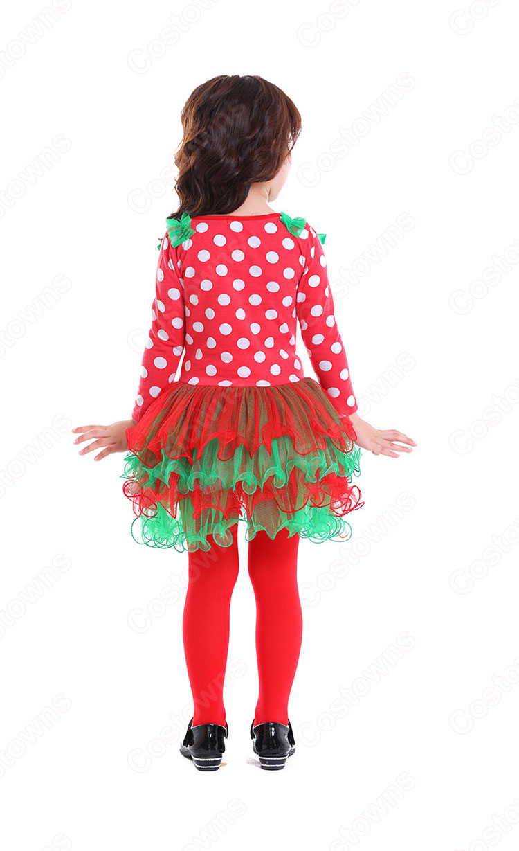クリスマス衣装 子供 ドット柄 ワンピース サンタクロース コスプレ衣装 サンタドレス 可愛い 萌え テーマパーティー 衣装-4