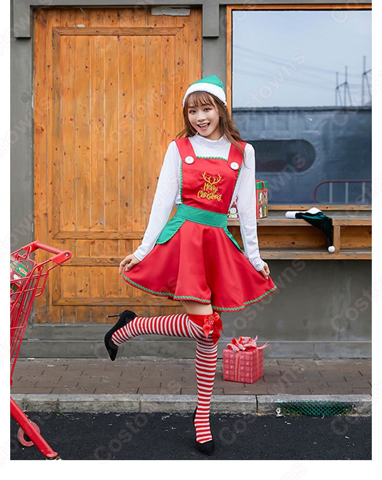 クリスマス衣装 サンタ衣装 メイド服 大人用 コスプレ衣装 サンタ テーマパーティー 衣装 赤いワンピース メイド喫茶店 クリスマス 仮装 コスチューム-2