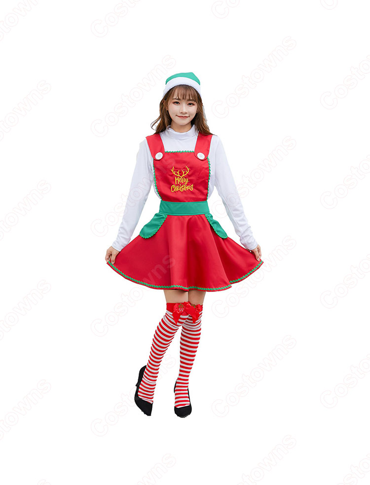 クリスマス衣装 サンタ衣装 メイド服 大人用 コスプレ衣装 サンタ テーマパーティー 衣装 赤いワンピース メイド喫茶店 クリスマス 仮装 コスチューム-1