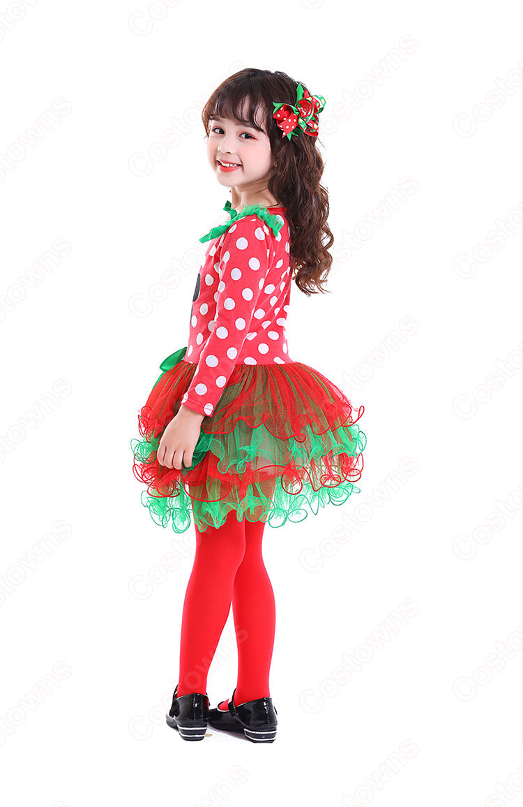 クリスマス衣装 子供 ドット柄 ワンピース サンタクロース コスプレ衣装 サンタドレス 可愛い 萌え テーマパーティー 衣装-3