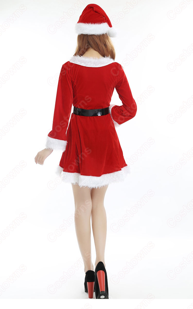 サンタ衣装 レディース クリスマス衣装 長袖 ワンピース サンタ コスプレ クリスマスパーティー衣装-6