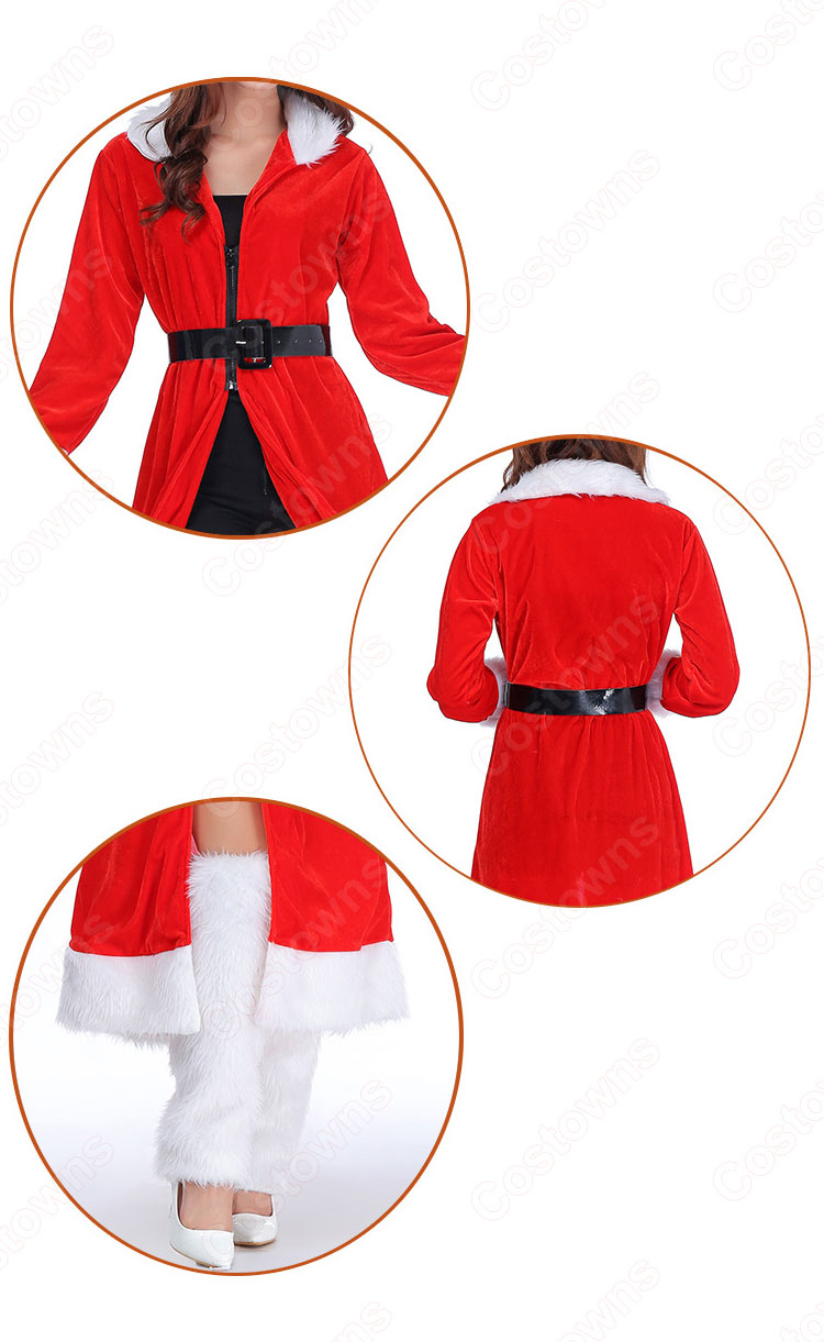クリスマス衣装 クリスマスパーティー衣装 レディース セクシー マント ワンピース サンタ コスプレ衣装-4