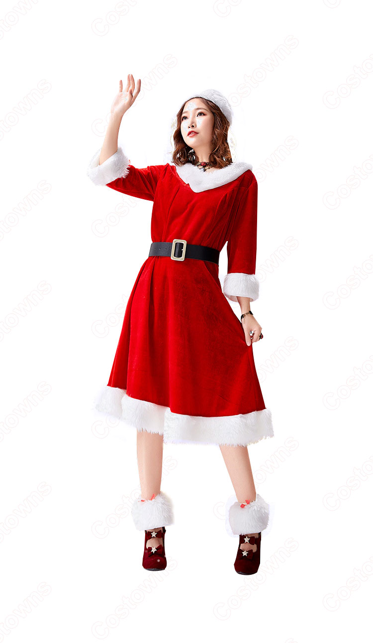 サンタコスプレ ワンピース レディース 可愛い クリスマス用コスチューム 帽子 手袋付き セクシー サンタクロース服 ロングマント追加可能 S M L
