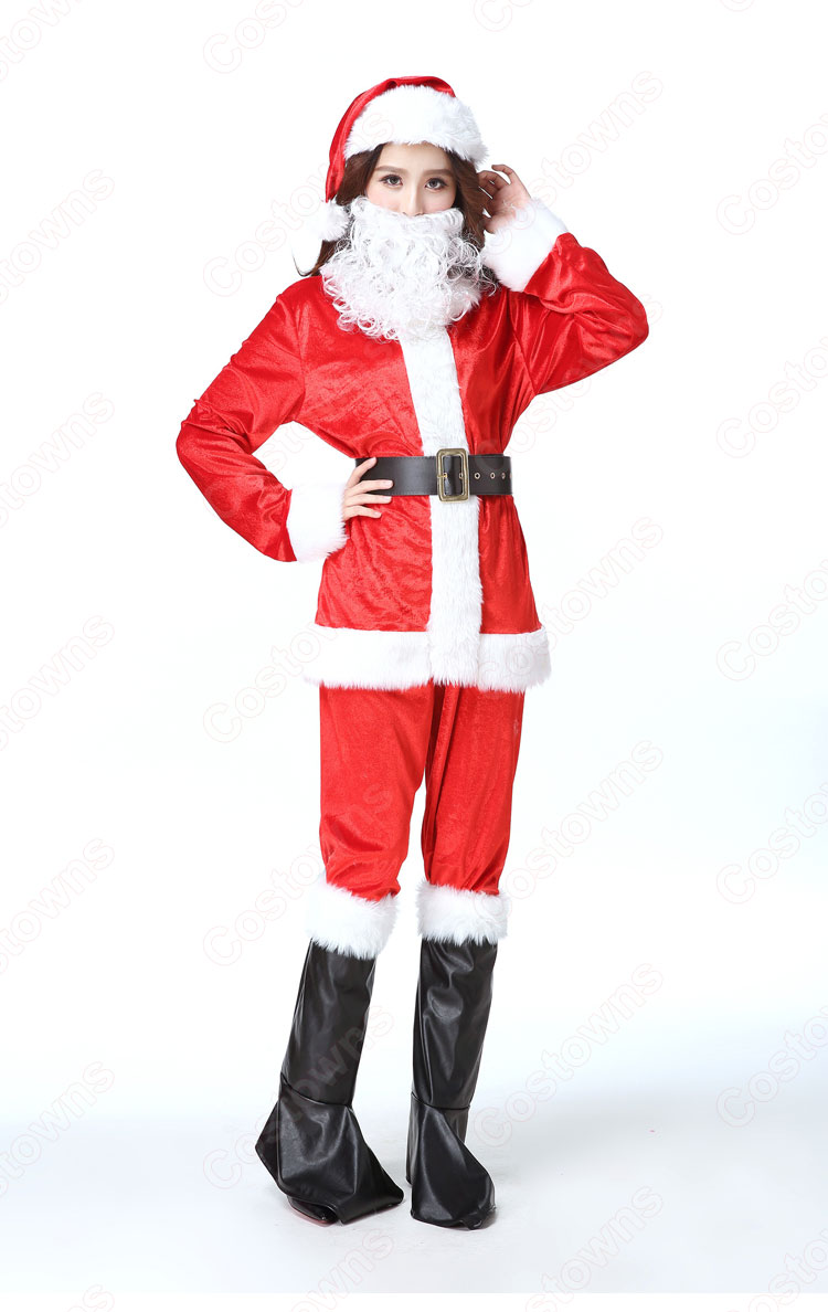 サンタクロース コスプレ衣装 レディース 長袖 上下セット コスチューム サンタクロース 仮装 変装 大人用-4