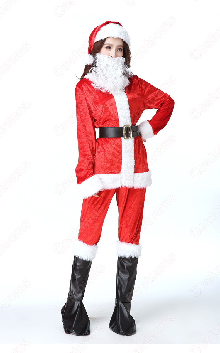 サンタクロース コスプレ衣装 レディース 長袖 上下セット コスチューム サンタクロース 仮装 変装 大人用 Costowns